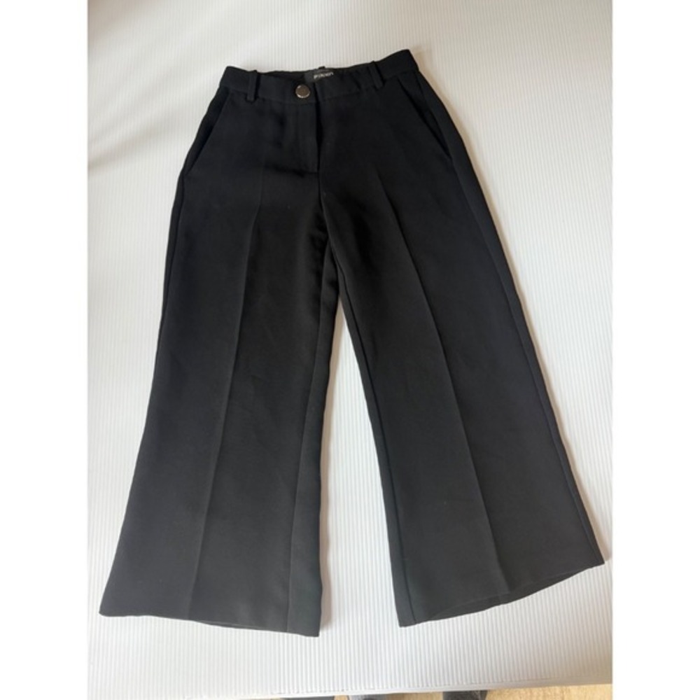 PINKO Wide‎ Leg Cropped Dress Pants Career Casual Black Trousers Italy